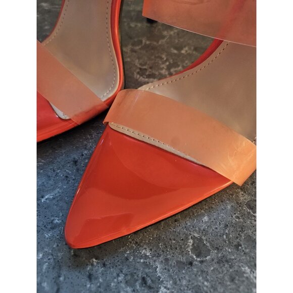 Vivianly Orange Transparent Pointed Toe Heels Sandals Strap Stiletto Heels - Picture 6 of 12
